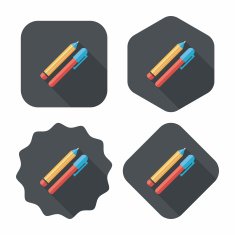 Pencil and pen flat icon with long shadow eps10 N7