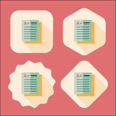 good grade in the notebook flat icon with long shadow N12