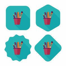 Pen Holder flat icon with long shadow eps10 N8