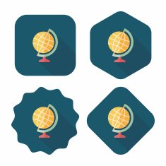 globe flat icon with long shadow eps10 N19