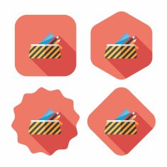 pencil box flat icon with long shadow eps10 N17