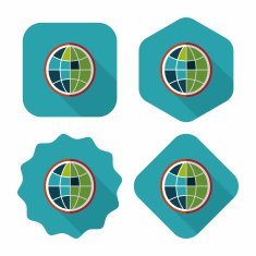 globe icon flat icon with long shadow N22