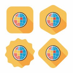 globe icon flat icon with long shadow N23