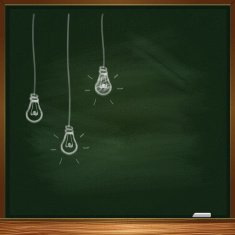 Hand-drawn chalk light bulbs