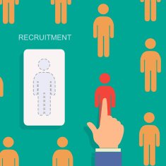 Human resource and recruitment modern concept Hand select one persons