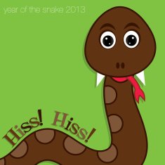 Bright Year of the snake card in vector format N6