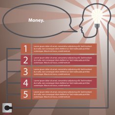 Infographic concept Human head with the idea - light bulb