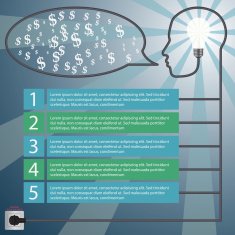 Infographic concept Human head with the idea - light bulb N2