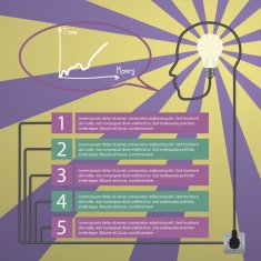 Infographic concept Human head with the idea - light bulb N3