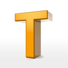 golden 3d alphabet T