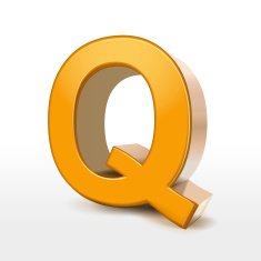 golden 3d alphabet Q