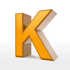 golden 3d alphabet K