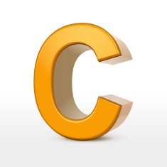 golden 3d alphabet C