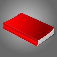 Realistic bright red blank softcover book Isolated on grey background