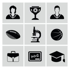 Student and education icon set clean vector