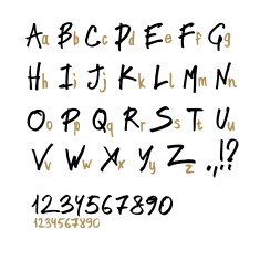 Hand drawn alphabet letters in two faces (upper and lowercase) N2
