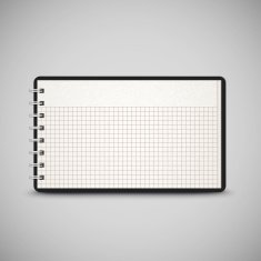 open checked notebook isolated on grey N2