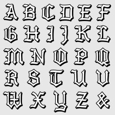 Doodle vector of a complete Gothic alphabet N2