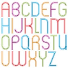 Rounded big jolly uppercase letters striped colorful font