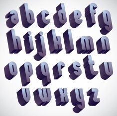 3d geometric bold font monochrome dimensional alphabet