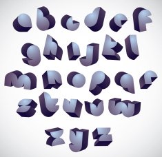 3d futuristic round font monochrome dimensional alphabet
