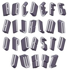 3d font monochrome dimensional alphabet