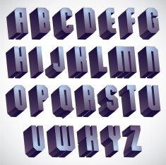 3d geometric bold font monochrome dimensional alphabet N2