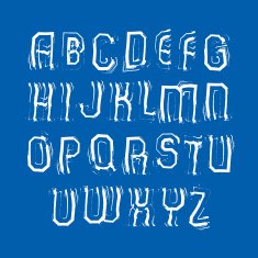 Handwritten white vector lowercase letters isolated on dark N2