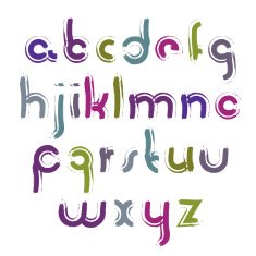 Vector colourful hand-painted letters isolated on white backdrop N2