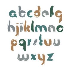 Vector alphabet acrylic letters set hand-drawn colorful script N3