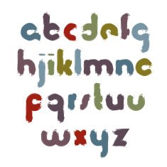Vector bright cartoon smudge font handwritten watercolor letters N2