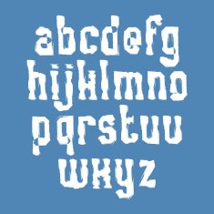 Lowercase white calligraphic brush letters hand-painted alphabet N2