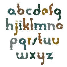 Vector colourful smeared hand-painted small letters N2