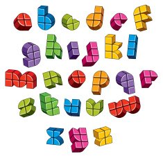 3d futuristic font made with boxes vector bright and colorful N2