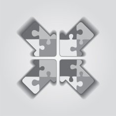 Arrow puzzle concept on gray background N2