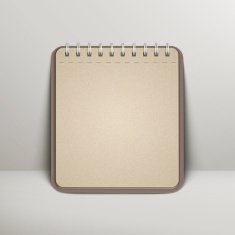 open blank brown notebook over grey