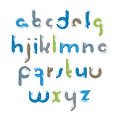 Vector colourful frayed hand-painted letters isolated on white N2