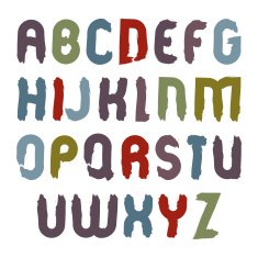 Vector alphabet capital letters set hand-drawn painted colorful N2
