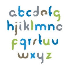 Vector acrylic alphabet letters set hand-drawn colorful script N5