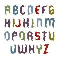 Vector wavy cartoon font handwritten watercolor capital letters N2