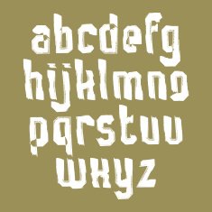 White handwritten lowercase letters doodle brush typescript N2