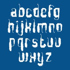 Handwritten graffiti vector lowercase letters isolated on blue N2