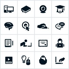 Black E-Learning Icons