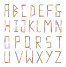 Wood pencil alphabet style hand drawn Vector illustration N2