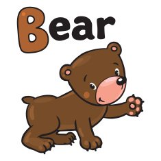 Little funny bear Alphabet B N2