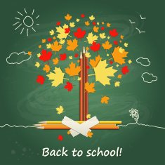 Back to school background or card with pencils