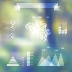 Abstract Belgium Map with Infographic Elements on Blurred Backgr