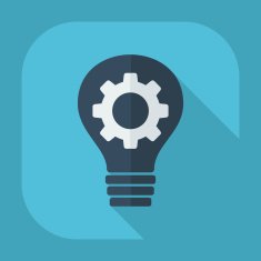 Flat modern design with shadow bulb and gear is