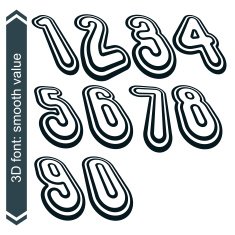Geometric retro style graphic numbers in rotation vector N2