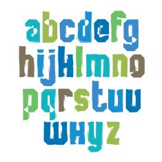 Lowercase calligraphic brush letters hand-painted bright vector N2